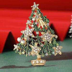 Starry Christmas Tree Brooch